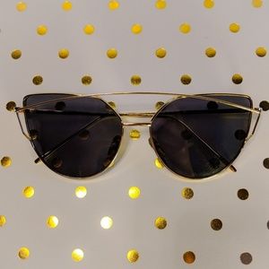 Gold Cateyed Geometric Sunglasses